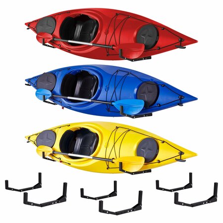 RAXGO Kayak Storage Rack, Indoor & Outdoor Kayak Storage Hooks with Adjustable Lenght - 3 Pair RGWMKR3PK